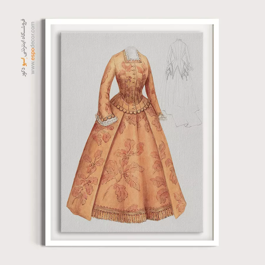 تابلو ژورنال مد فانتزی برای دیوار پذیرایی - لباس شام هدویگ – تابلو فشن - اسپو دکور