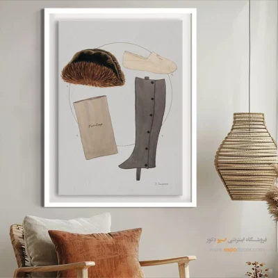 تابلو مانکن زن لاکچری برای اتاق نوجوان - لوازم جانبی لباس – تابلو فشن - اسپو دکور