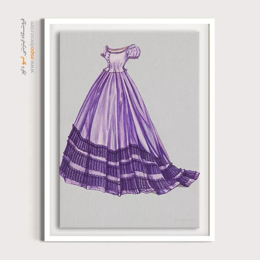 تابلو استایل خاص لاکچری برای طراحان لباس - لباس روز ارغوانی – تابلو فشن - اسپو دکور