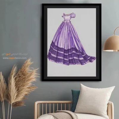 تابلو استایل خاص لاکچری برای طراحان لباس - لباس روز ارغوانی – تابلو فشن - اسپو دکور