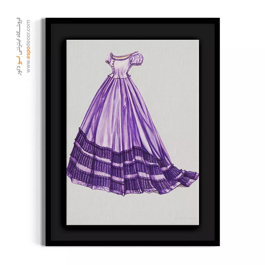 تابلو استایل خاص لاکچری برای طراحان لباس - لباس روز ارغوانی – تابلو فشن - اسپو دکور