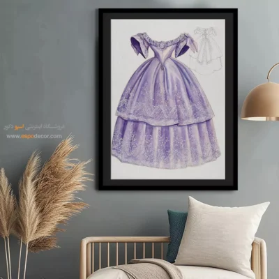 تابلو دخترانه فشن الهام‌گرفته از مد روز برای مزون - پیراهن ویکتوریایی – تابلو فشن - اسپو دکور