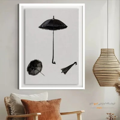 تابلو مانکن فانتزی برای هدیه خاص - چتر سیاه – تابلو فشن - اسپو دکور