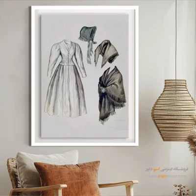 تابلو هنری فشن زنانه برای دیوار پذیرایی - لباس کواکر 1937 – تابلو فشن - اسپو دکور