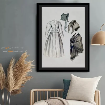 تابلو هنری فشن زنانه برای دیوار پذیرایی - لباس کواکر 1937 – تابلو فشن - اسپو دکور