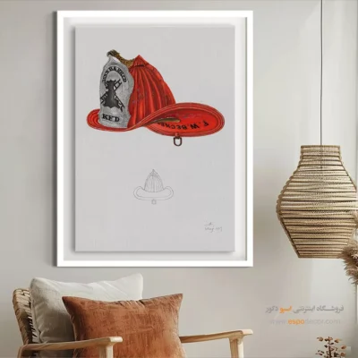 تابلو ژورنال مد زنانه برای سالن زیبایی - کلاه آتش نشانی ویلیام – تابلو فشن - اسپو دکور