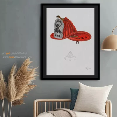 تابلو ژورنال مد زنانه برای سالن زیبایی - کلاه آتش نشانی ویلیام – تابلو فشن - اسپو دکور