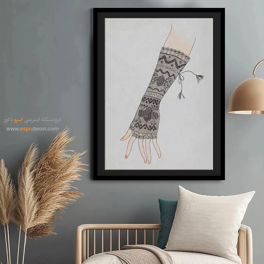 تابلو فشن دخترانه سیاه و سفید برای فضاهای شیک - مخمل تیره – تابلو فشن - اسپو دکور