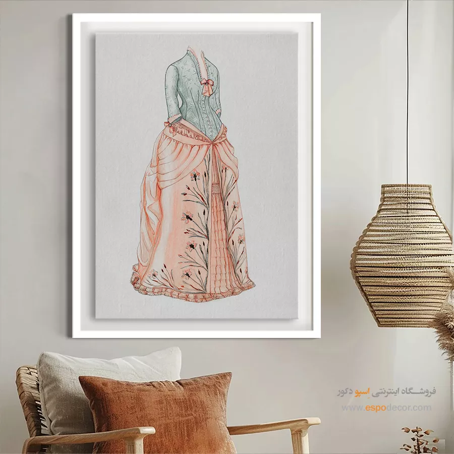 تابلو مانکن زن فانتزی برای فضاهای شیک - لباس پرنسس – تابلو فشن - اسپو دکور