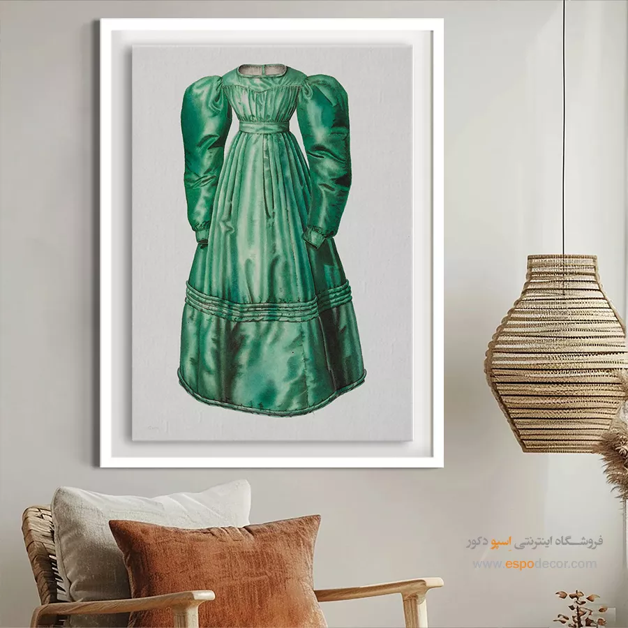 تابلو مانکن زن با کیفیت چاپ بالا برای اتاق خواب مدرن - لباس 1938 – تابلو فشن - اسپو دکور