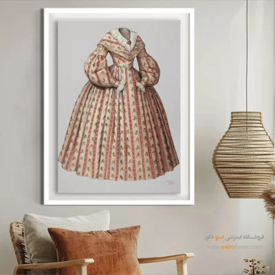 تابلو طراحی لباس زنانه فانتزی برای اتاق دخترانه - روپوش چای خوری – تابلو فشن - اسپو دکور