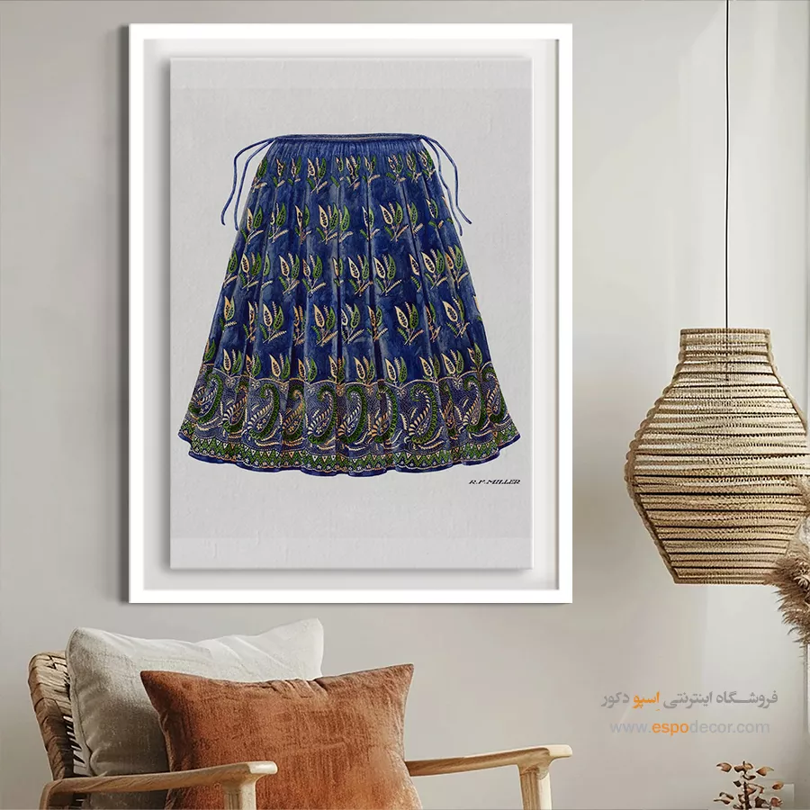 تابلو مدرن دخترانه برای کادو تولد - دامن آبی – تابلو فشن - اسپو دکور