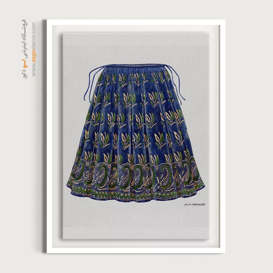 تابلو مدرن دخترانه برای کادو تولد - دامن آبی – تابلو فشن - اسپو دکور