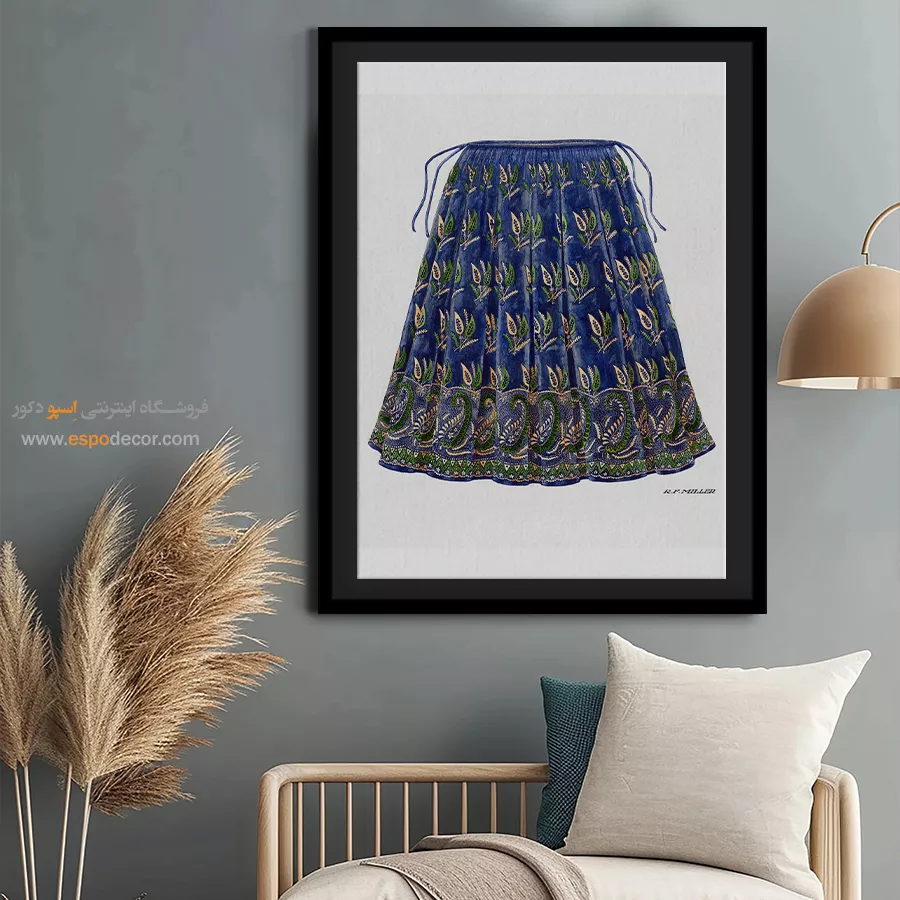 تابلو مدرن دخترانه برای کادو تولد - دامن آبی – تابلو فشن - اسپو دکور