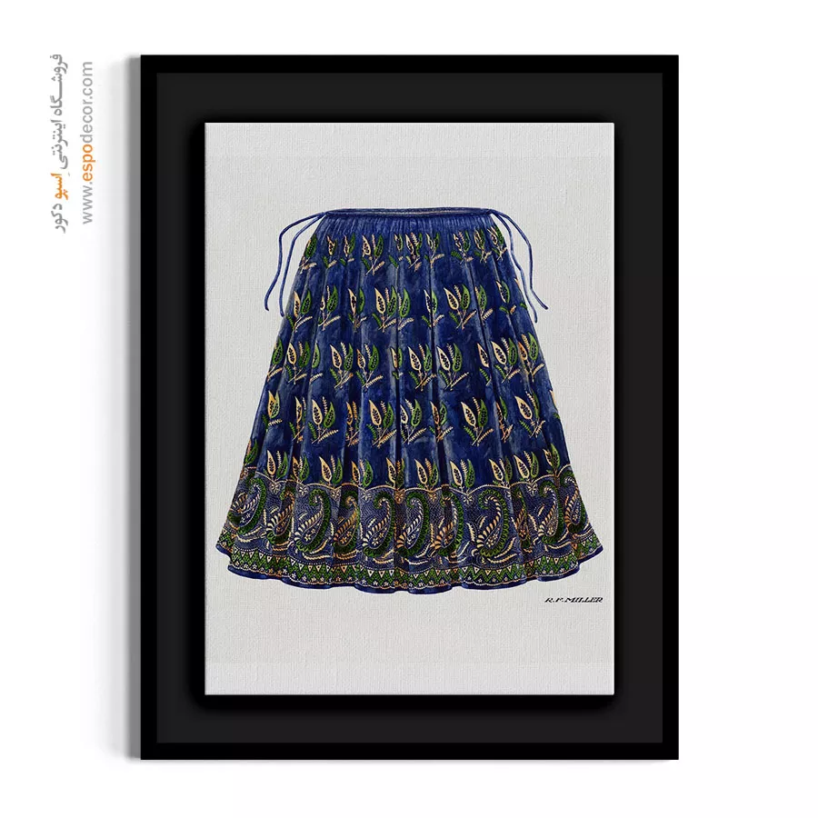 تابلو مدرن دخترانه برای کادو تولد - دامن آبی – تابلو فشن - اسپو دکور