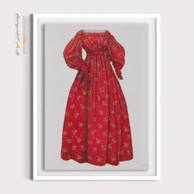 تابلو لباس مجلسی زنانه رنگی برای دکور خانه - پیراهن قرمز – تابلو فشن - اسپو دکور