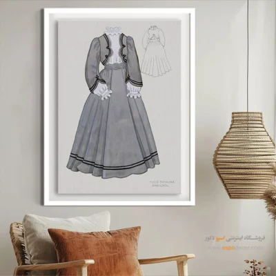 تابلو ژورنال مد با کیفیت چاپ بالا برای طراحی داخلی - چین دار طوسی – تابلو فشن - اسپو دکور