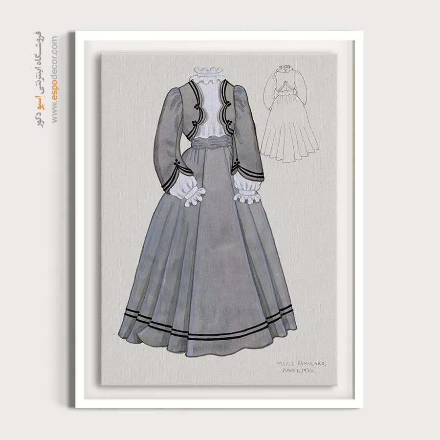 تابلو ژورنال مد با کیفیت چاپ بالا برای طراحی داخلی - چین دار طوسی – تابلو فشن - اسپو دکور