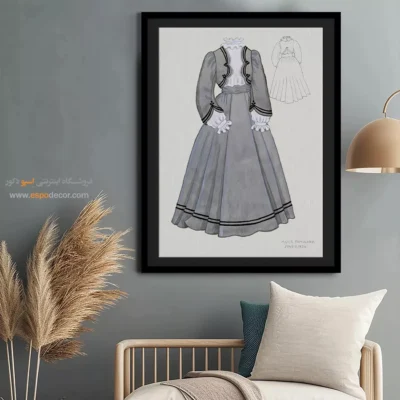 تابلو ژورنال مد با کیفیت چاپ بالا برای طراحی داخلی - چین دار طوسی – تابلو فشن - اسپو دکور