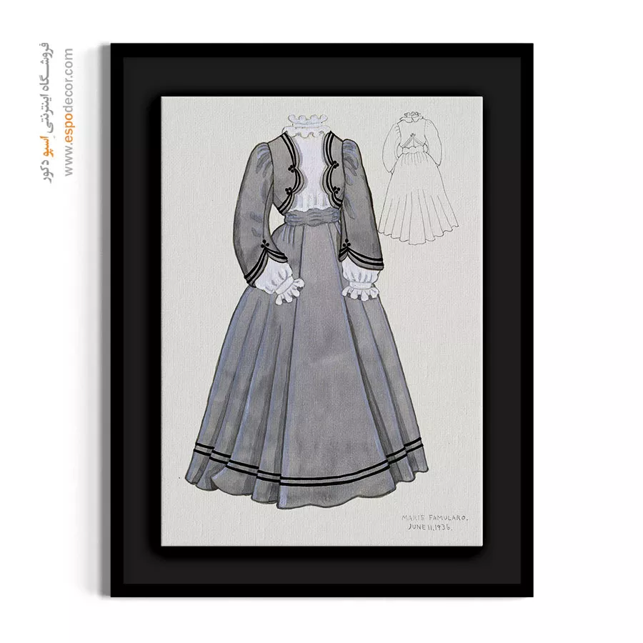 تابلو ژورنال مد با کیفیت چاپ بالا برای طراحی داخلی - چین دار طوسی – تابلو فشن - اسپو دکور