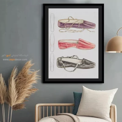 تابلو لاکچری فشن برای دیوار اتاق - کفش بالرین – تابلو فشن - اسپو دکور