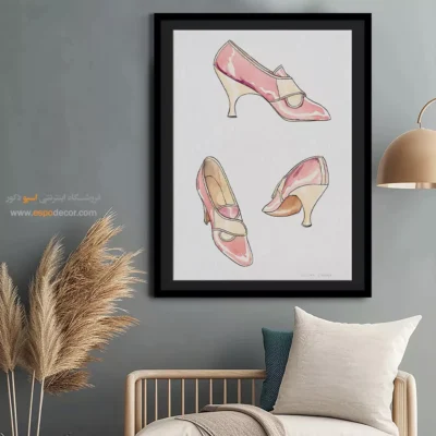 تابلو لباس مجلسی زنانه زنانه برای مزون - کفش های سیبیلا – تابلو فشن - اسپو دکور