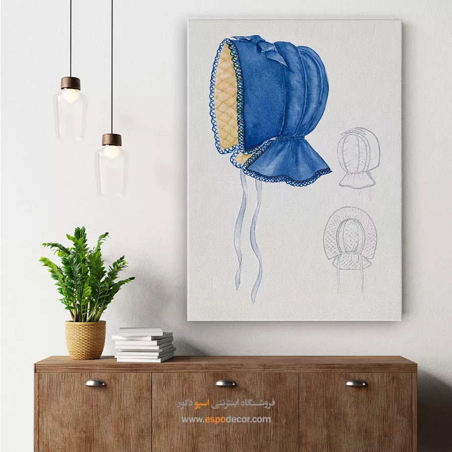 تابلو لباس مجلسی زنانه کلاسیک برای سالن زیبایی - کلاه کاپوت – تابلو فشن - اسپو دکور