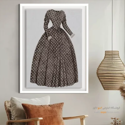 تابلو فشن لاکچری برای سالن زیبایی - پیراهن قهوه ای – تابلو فشن - اسپو دکور