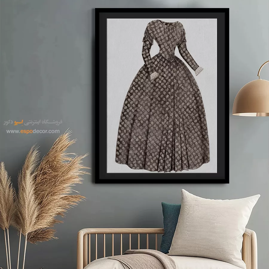 تابلو فشن لاکچری برای سالن زیبایی - پیراهن قهوه ای – تابلو فشن - اسپو دکور