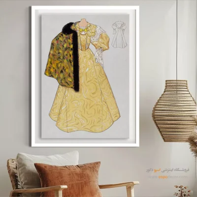 تابلو بوتیک لباس زنانه برای علاقهمندان به مد - لباس شب و شنل – تابلو فشن - اسپو دکور