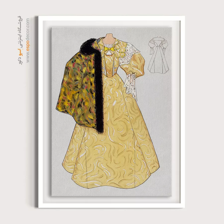 تابلو بوتیک لباس زنانه برای علاقهمندان به مد - لباس شب و شنل – تابلو فشن - اسپو دکور