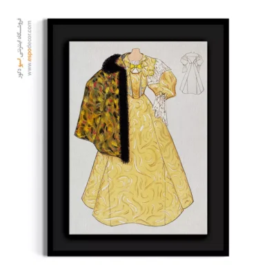 تابلو بوتیک لباس زنانه برای علاقهمندان به مد - لباس شب و شنل – تابلو فشن - اسپو دکور
