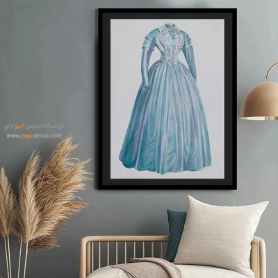 تابلو بوتیک لباس مدرن برای اتاق خواب مدرن - لباس تافته اسطوخودوس – تابلو فشن - اسپو دکور