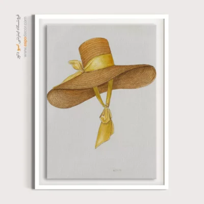 تابلو دخترانه فشن فانتزی برای اتاق نوجوان - کلاه ساحلی زرد – تابلو فشن - اسپو دکور