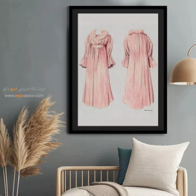 تابلو ژورنال مد برای اتاق خواب مدرن - لباس چین دار – تابلو فشن - اسپو دکور