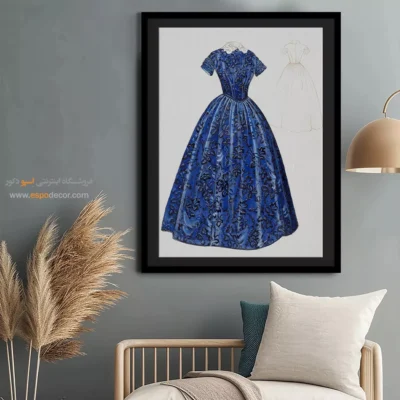 تابلو سالن زیبایی خاص برای فضاهای شیک - پیراهن آبی – تابلو فشن - اسپو دکور