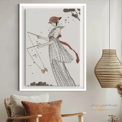 تابلو مانکن دخترانه برای کادو تولد - لباس کتان – تابلو فشن - اسپو دکور