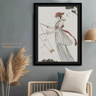 تابلو مانکن دخترانه برای کادو تولد - لباس کتان – تابلو فشن - اسپو دکور