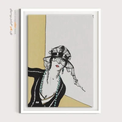 خرید تابلو مدرن - زنی با کلاه مشکی – تابلو فشن - اسپو دکور