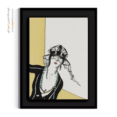 خرید تابلو مدرن - زنی با کلاه مشکی – تابلو فشن - اسپو دکور