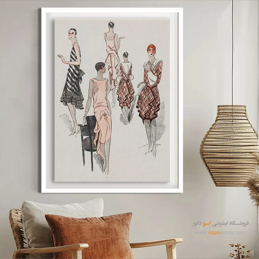 تابلو ژورنال مد فانتزی برای بوتیک لباس - ظرافت – تابلو فشن - اسپو دکور