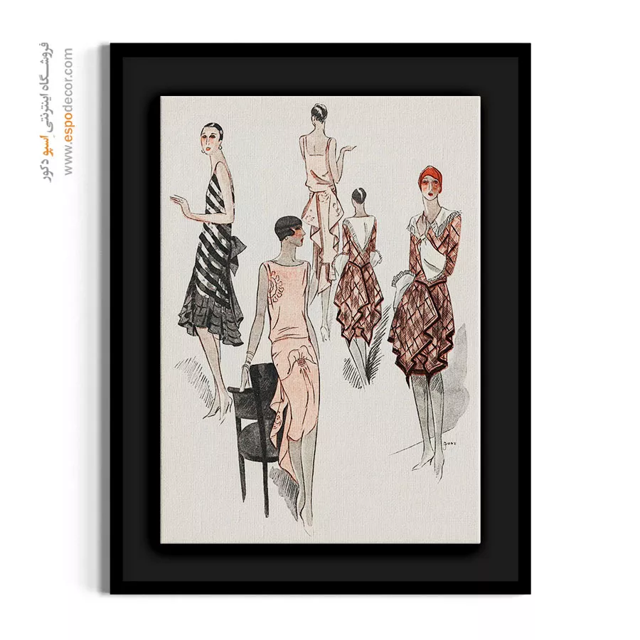 تابلو ژورنال مد فانتزی برای بوتیک لباس - ظرافت – تابلو فشن - اسپو دکور