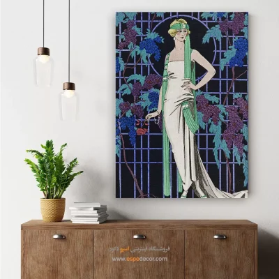 تابلو مد روز برای دیوار اتاق - لباس شب اثر ورس – تابلو فشن - اسپو دکور