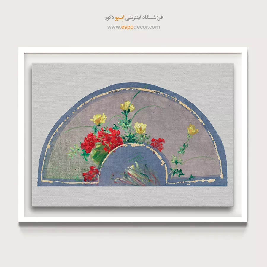 تابلو فشن برای بوتیک لباس کلاسیک - بادبزن گلدار – تابلو فشن - اسپو دکور