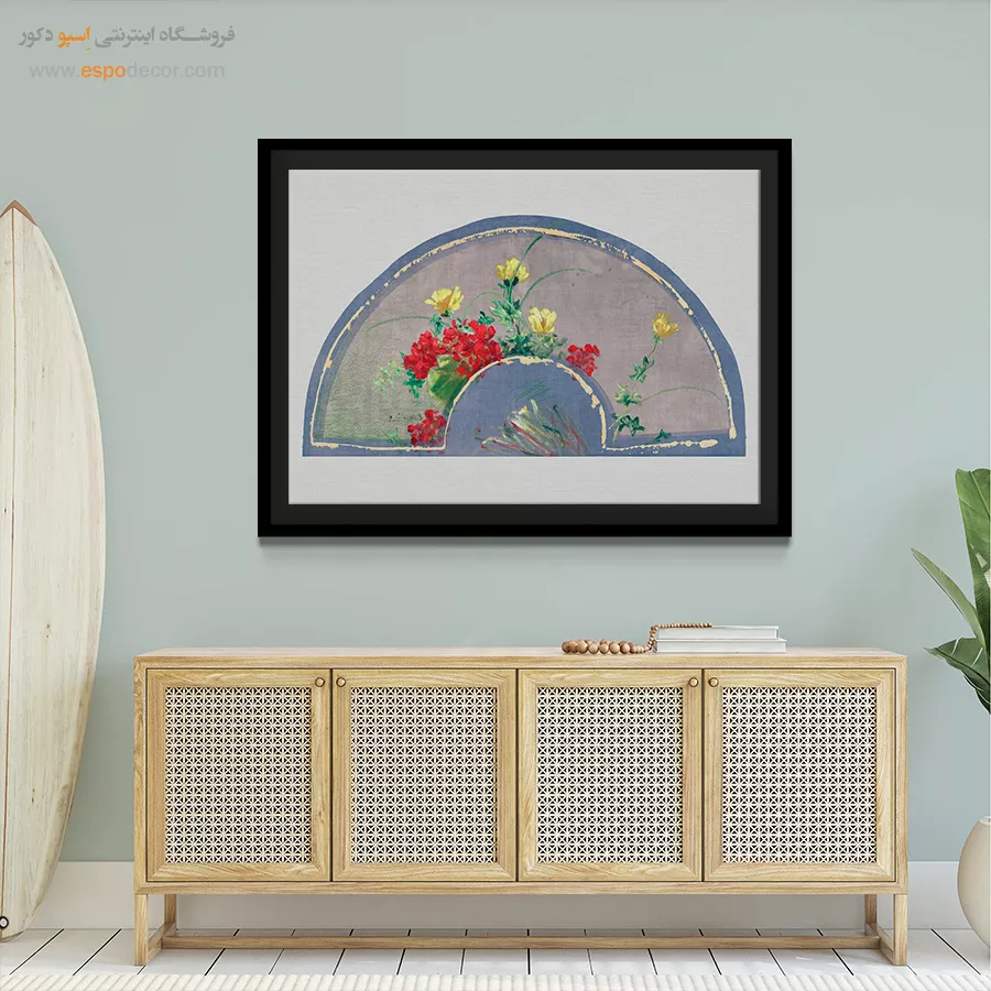 تابلو فشن برای بوتیک لباس کلاسیک - بادبزن گلدار – تابلو فشن - اسپو دکور