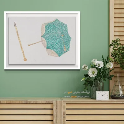 خرید تابلو برای مزون - چتر سبز – تابلو فشن - اسپو دکور