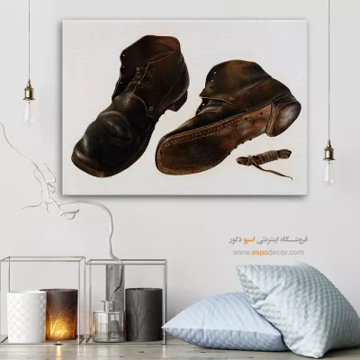 تابلو اتاق خواب فشن شیک برای کادو تولد - کفش‌ اثر رودین – تابلو فشن - اسپو دکور