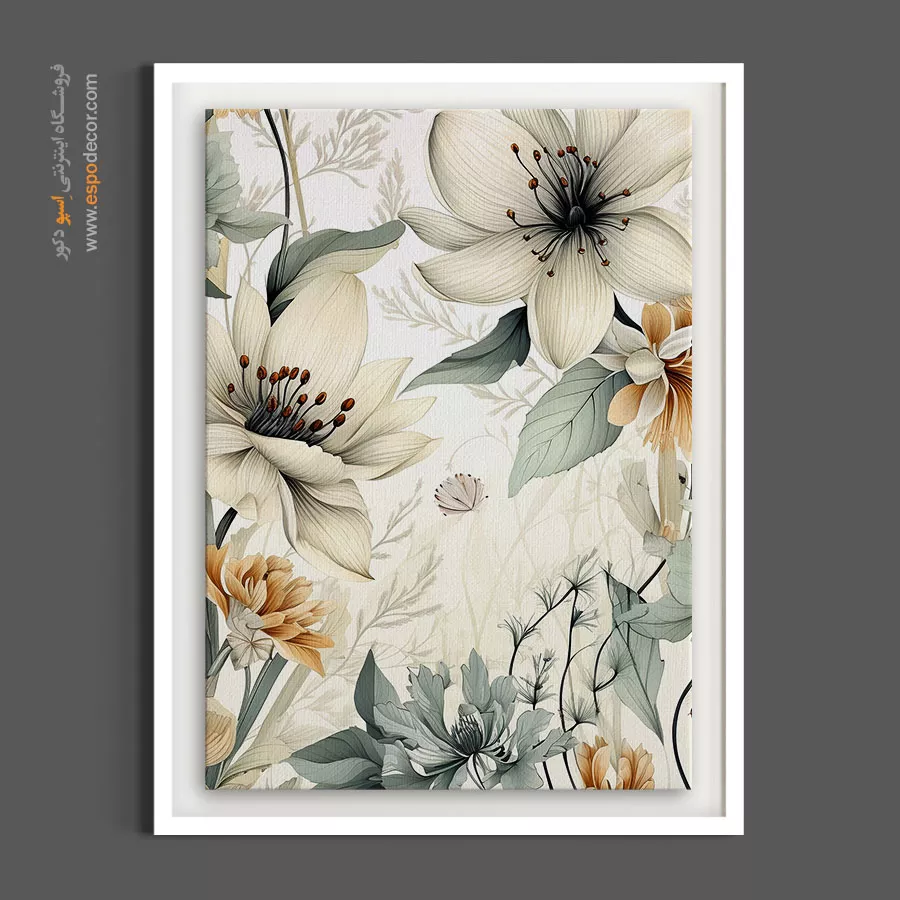 خرید تابلو گل - باغ لیلیوم سفید – تابلو گل - اسپو دکور
