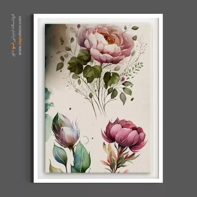 تابلو گل آبرنگی - پیونیهای آبرنگی – تابلو گل - اسپو دکور
