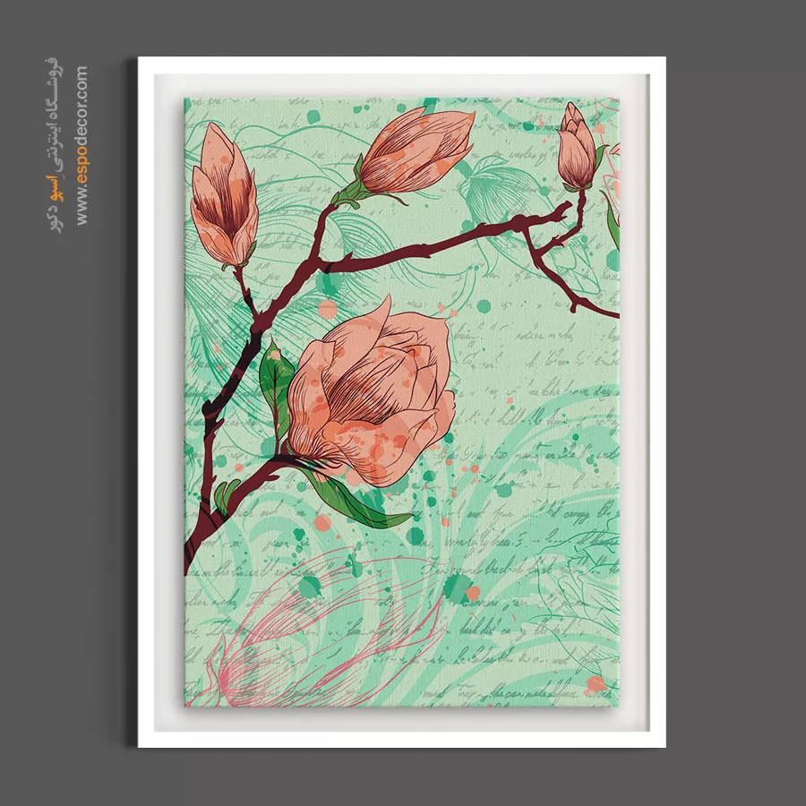 خرید تابلو گل مگنولیا - مگنولیا فیروزهای – تابلو گل - اسپو دکور
